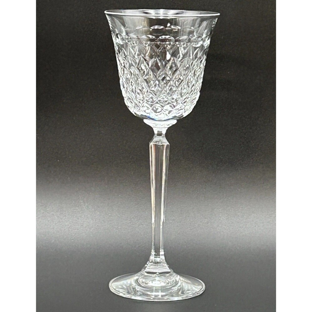 Mikasa Vanderbilt Crystal Wine Goblets Faceted Stem Diamond Cut Vintage